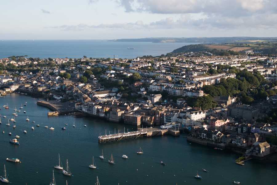 An aerial view of Falmouth cottages and holiday homes